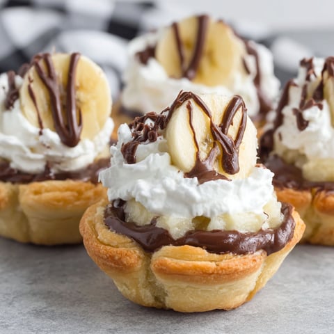 Three small banana nutella crescent cups.