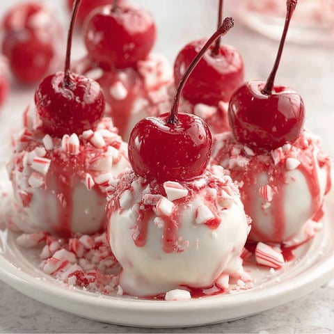 Cherry bombs with white frosting and red cherries.